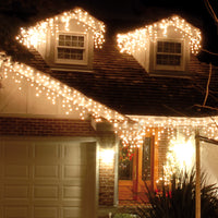 240 Warm White Snowing Icicle Timer Lights