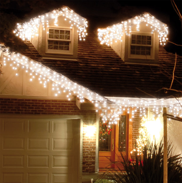 480 Ice White Snowing Icicle Timer Lights