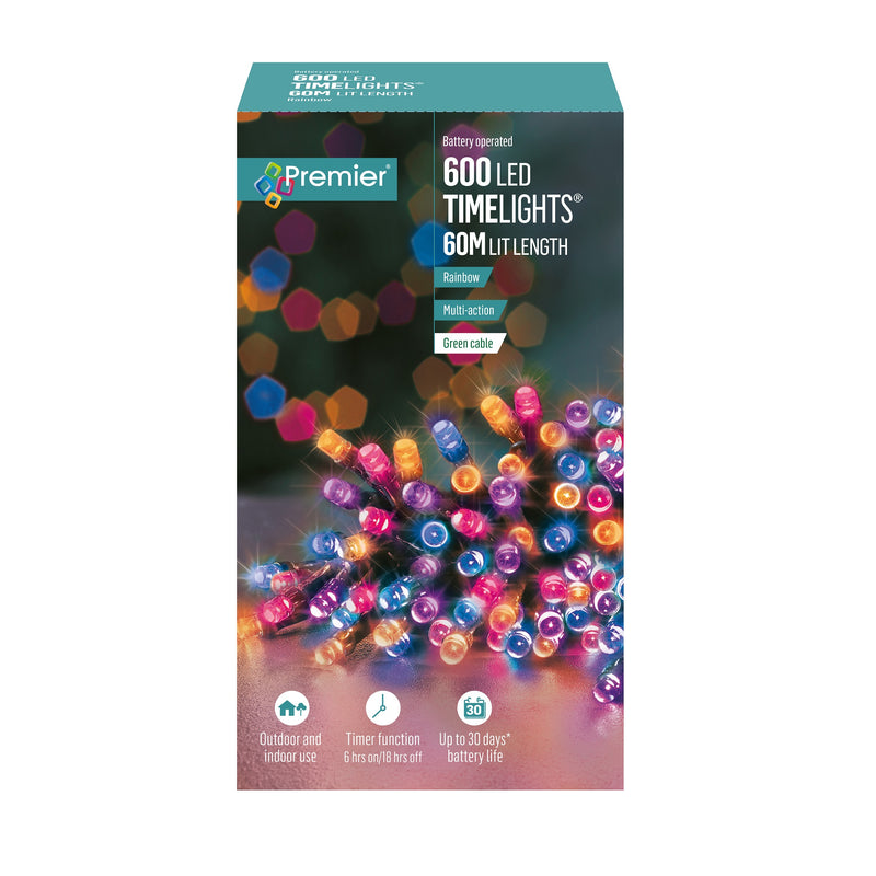 600 Rainbow Multi Action Battery Powered LED Lights with Timer
