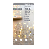 100 Warm White Multi Action LED Pin Wire Battery Powered MicroBrights
