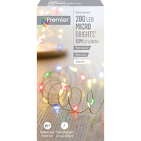 200 Multi Coloured Multi Action LED Pin Wire Battery Powered MicroBrights