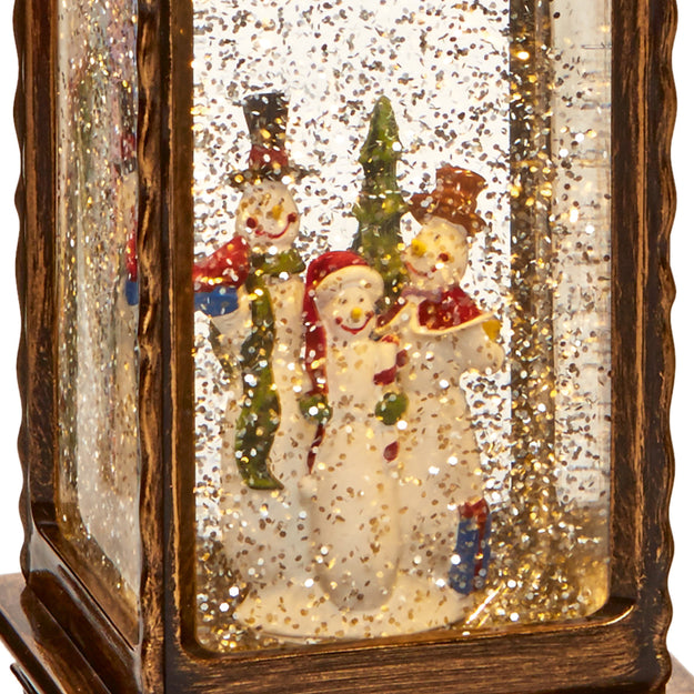 Oblong Lantern Water Spinner with Snowman Design