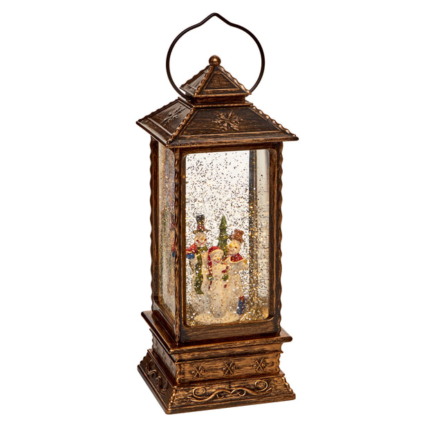 Oblong Lantern Water Spinner with Snowman Design