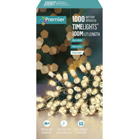 1000 Warm White Multi Action Battery Powered LED Lights with Timer