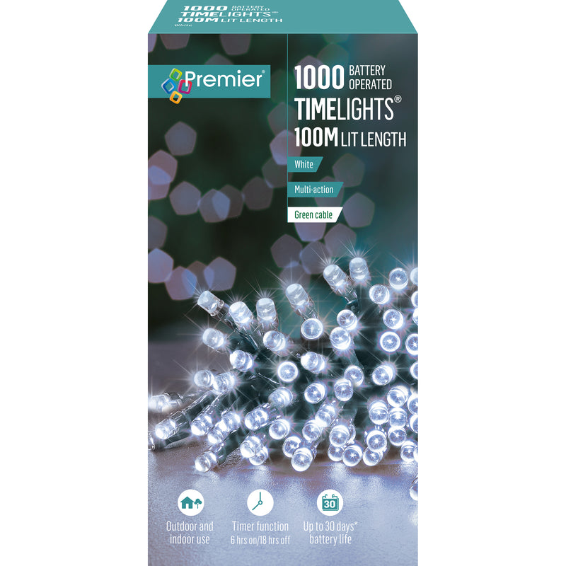1000 White Multi Action Battery Powered LED Lights with Timer