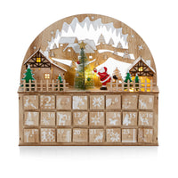 Lit Wooden Christmas Advent Santa Scene Calendar