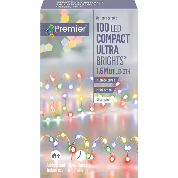 100 LED Multi Coloured Compact Multi Action Ultrabright Battery Lights