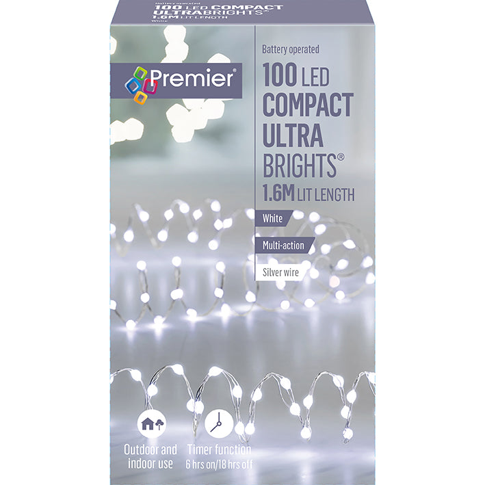 100 LED White Compact Multi Action Ultrabright Battery Lights