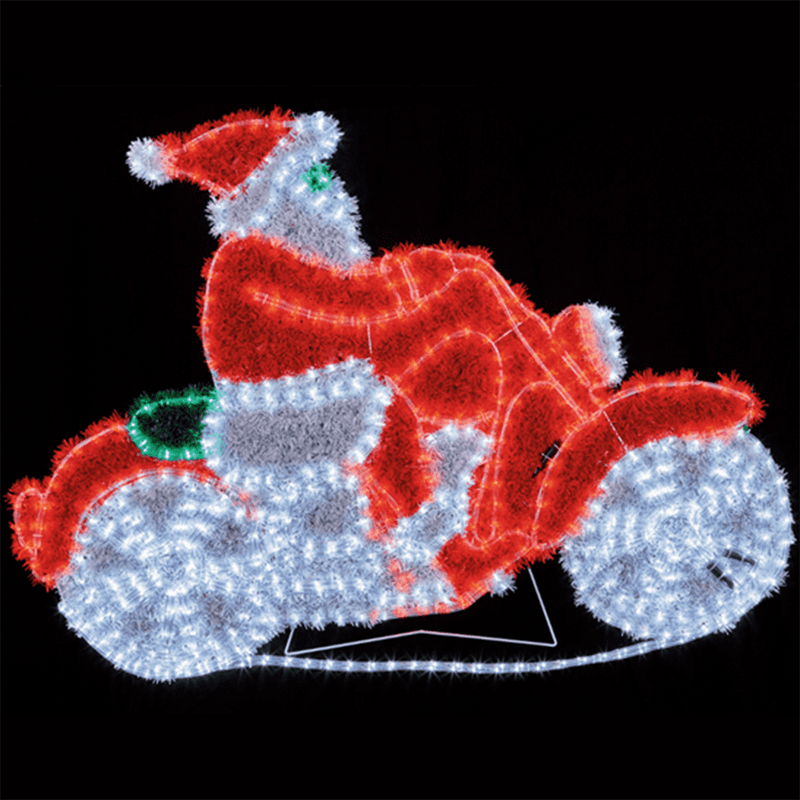 1.5m Giant Santa On Motorbike Tinsel Motif with Flashing LEDs
