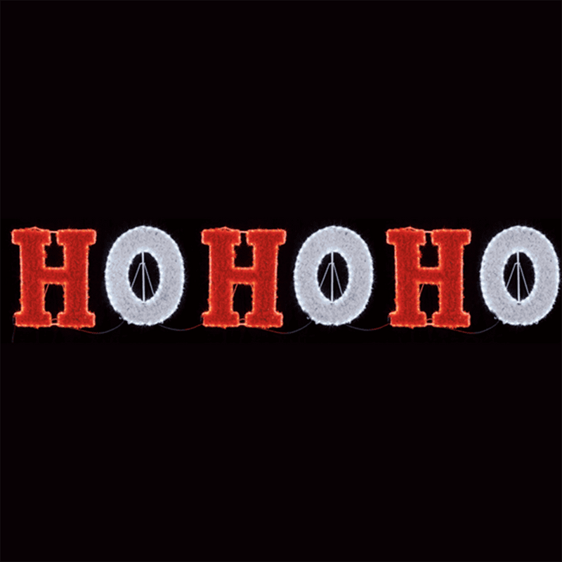 3m Giant HO HO HO Tinsel Motif Outdoor Christmas Sign with LEDs