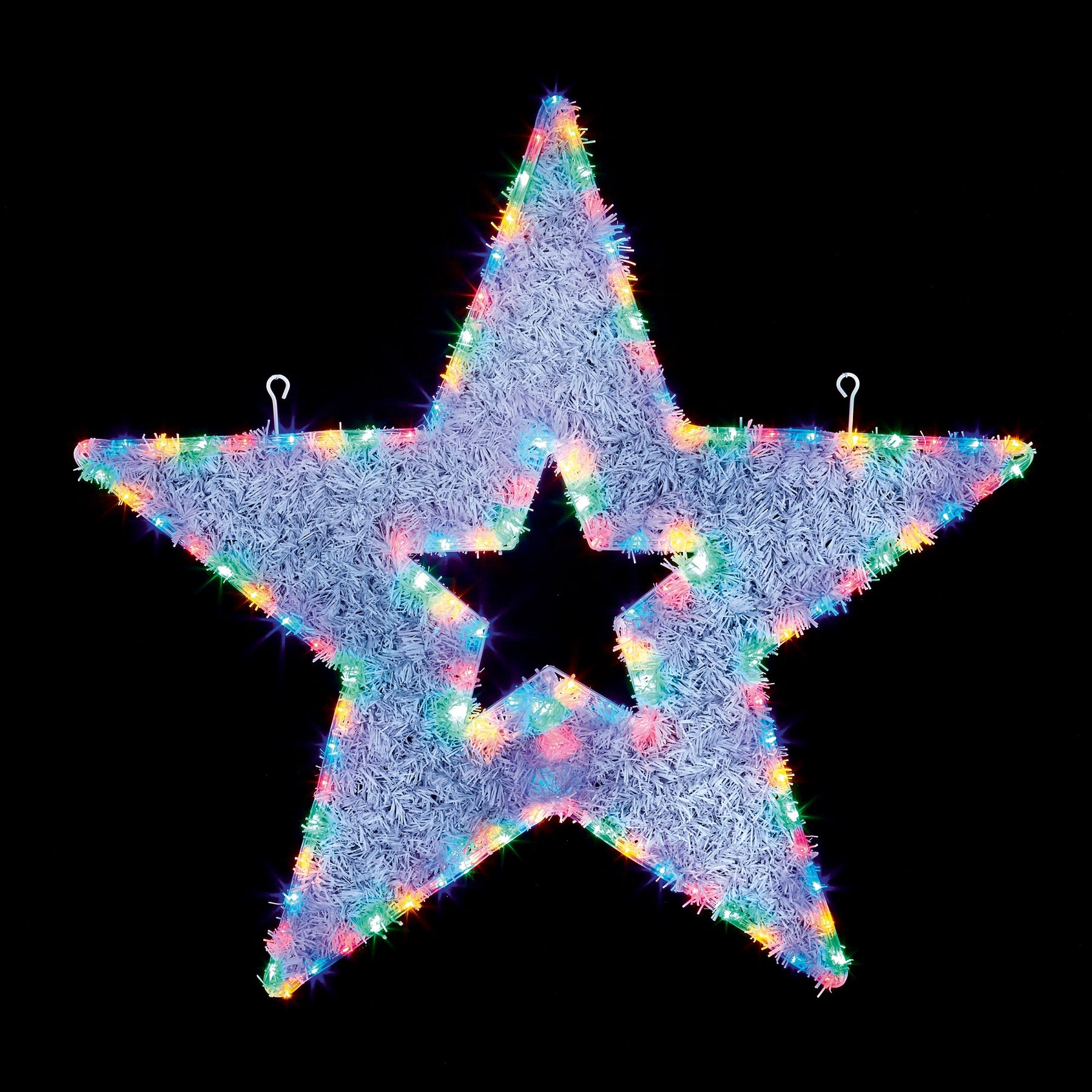 95cm Christmas Star Tinsel Rope Light with 120 Multi Coloured LEDs