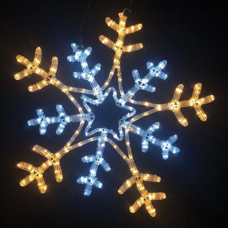 66cm Flashing Snowflake Rope Light with 216 White & Warm White LEDs