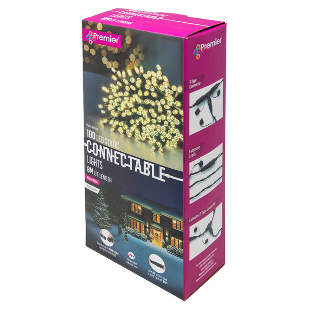 100 Warm White Connectable LED Christmas Lights