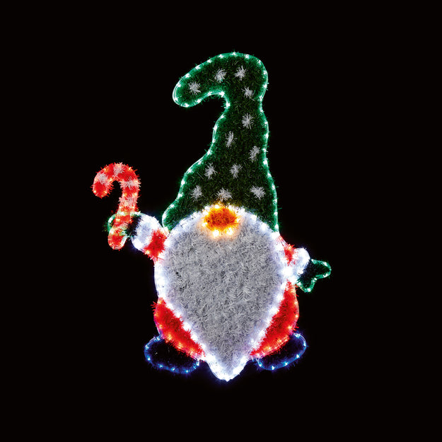 1m Christmas Gonk Tinsel Rope Light with Multi Coloured LEDs