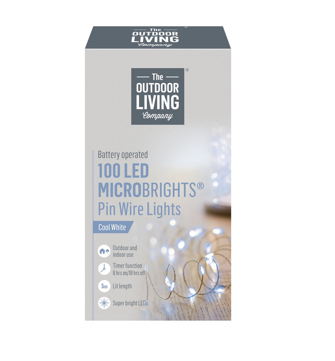 100 White Static LED Pin Wire Battery Powered Lights