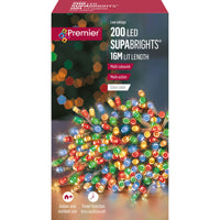 200 Multi Coloured Supabrights Multi Action LED String Lights on Clear Cable with Timer - 2