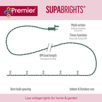200 Pink Supabrights Multi Action LED String Lights on Clear Cable with Timer