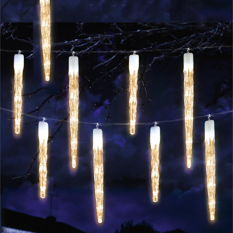 24 Chaser Icicle Lights with 72 Warm White LED lights