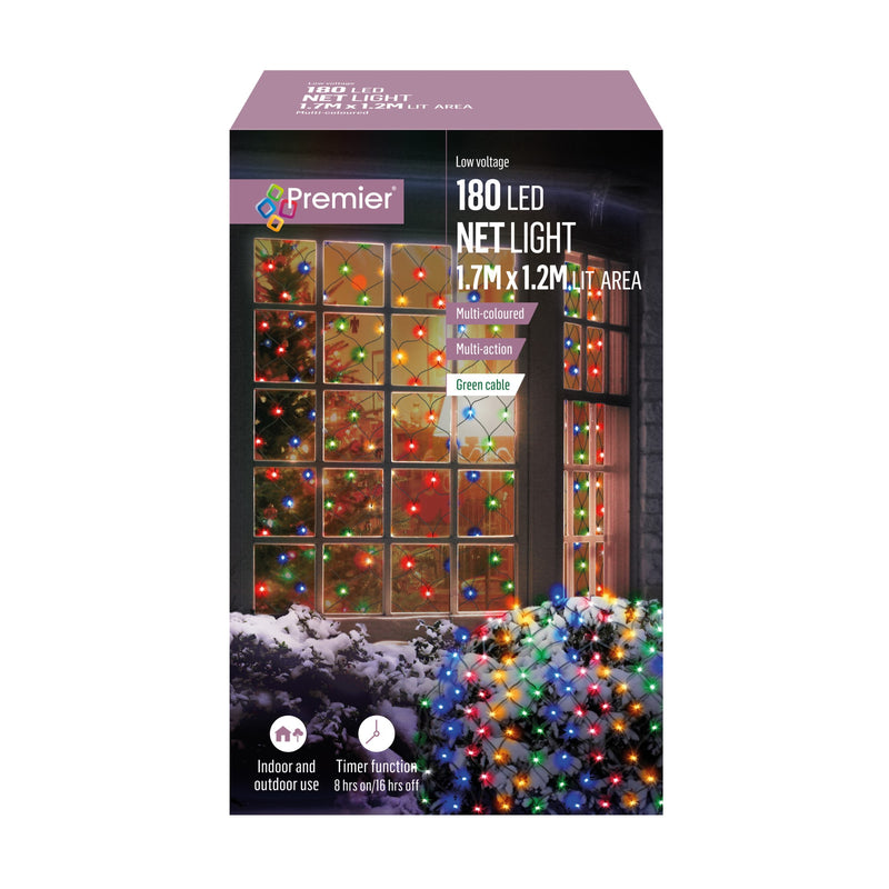 1.75m x 1.2m Multi Action Net Lights with 180 Multi Coloured LEDs