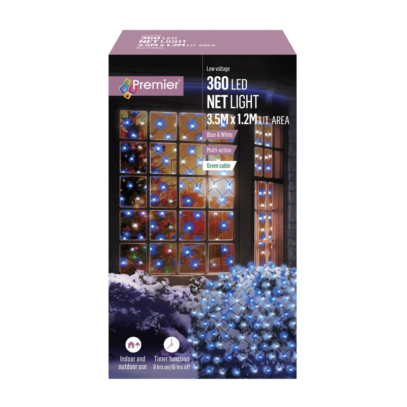 360 Blue and White Multi Action LED Net Light 3.5m x 1.2m