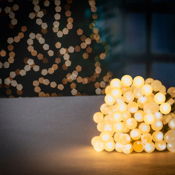 100 Warm White LED Multi Action Pearl Berry String Lights