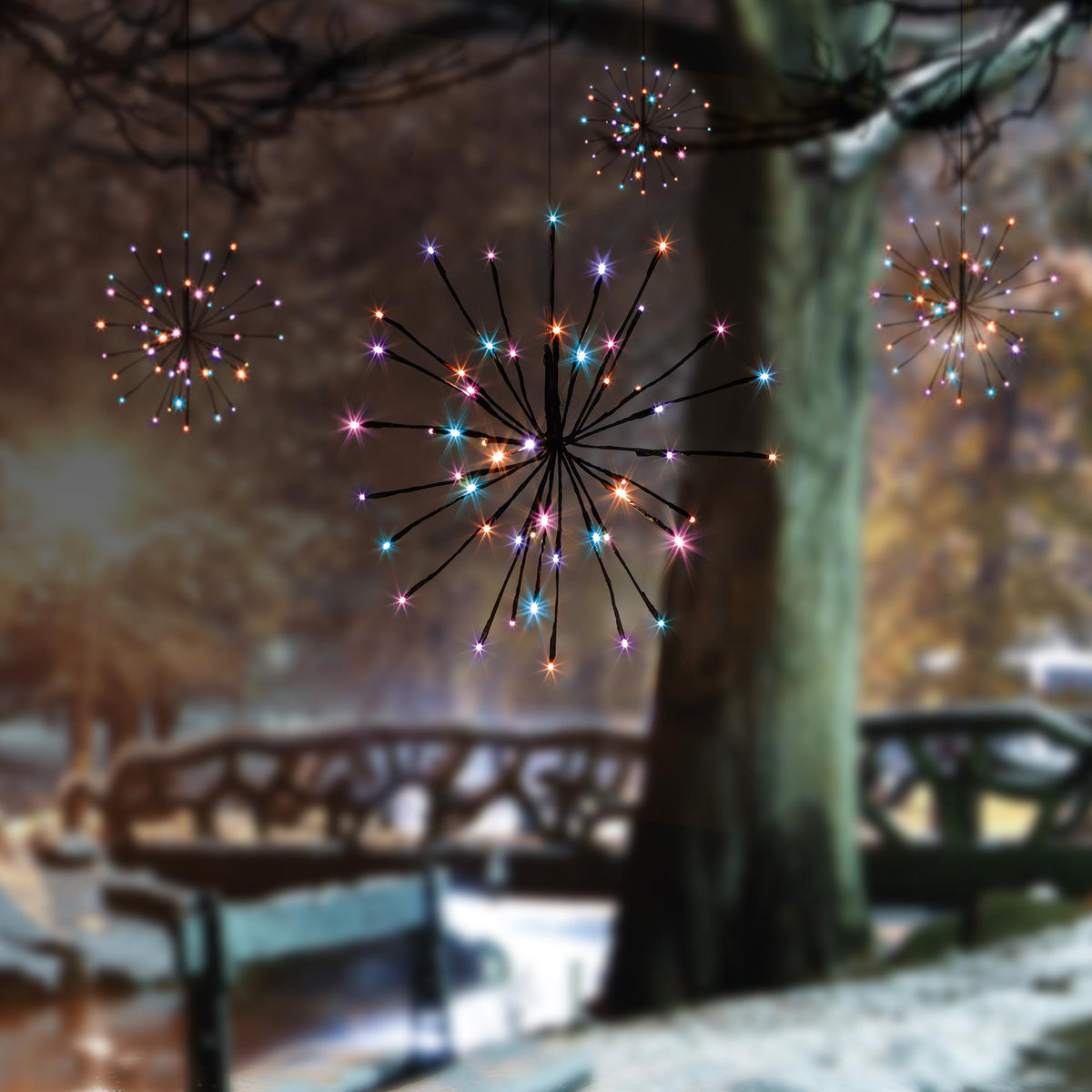 Set of 4 Rainbow LED Hanging Sparkle Lights