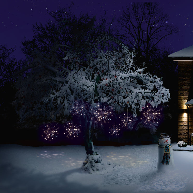 Set of 4 White LED Hanging Sparkle Lights
