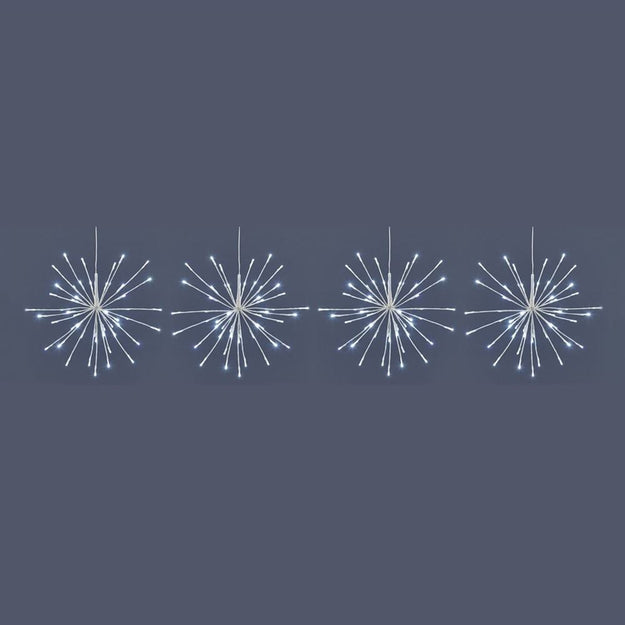 Set of 4 White LED Hanging Sparkle Lights
