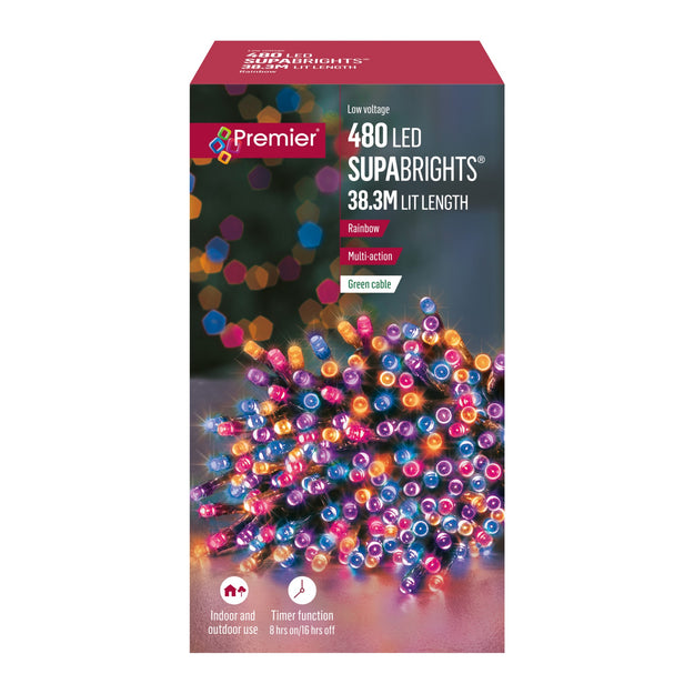 480 Rainbow Supabrights Multi Action LED String Lights with Timer