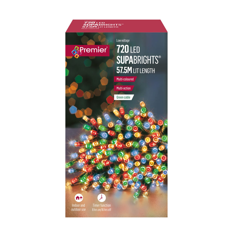 720 Multi Coloured Supabrights Multi Action LED String Lights with Timer