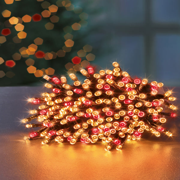 720 Vintage Gold and Red Supabrights Multi Action LED String Lights with Timer