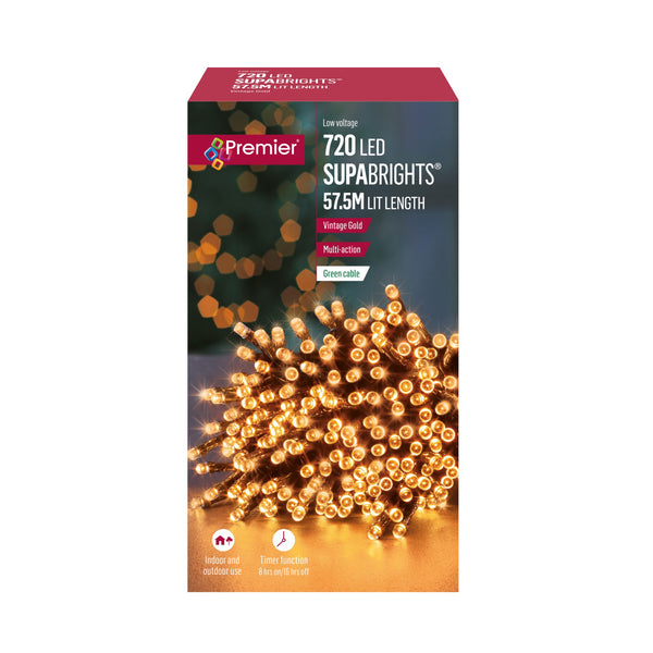 720 Vintage Gold Supabrights Multi Action LED String Lights with Timer