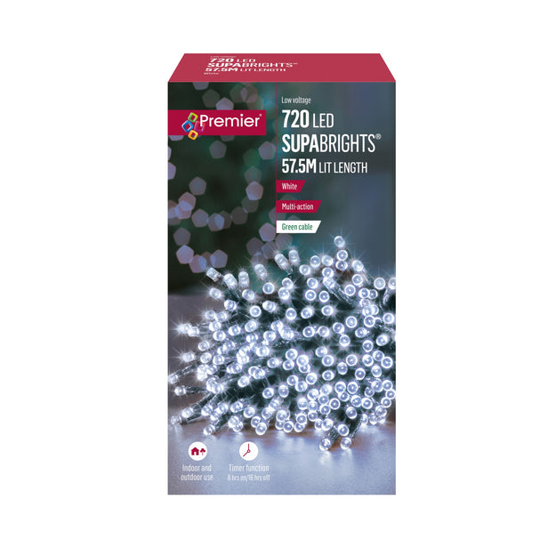 720 White Supabrights Multi Action LED String Lights with Timer