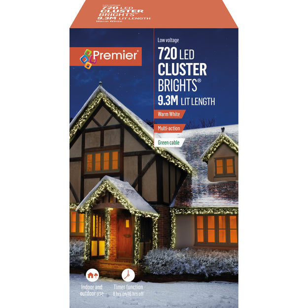 720 Warm White Multi Action LED Cluster Lights with Timer