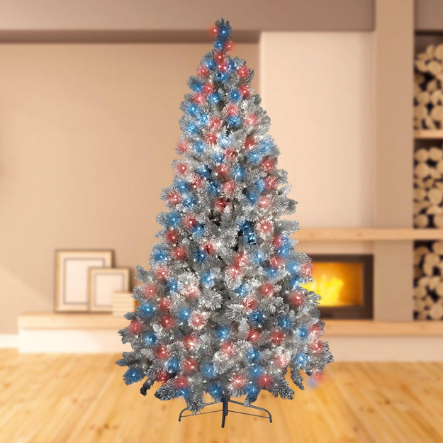 1000 Red White and Blue Treebrights Multi Action LED Lights Clear Cable with Timer