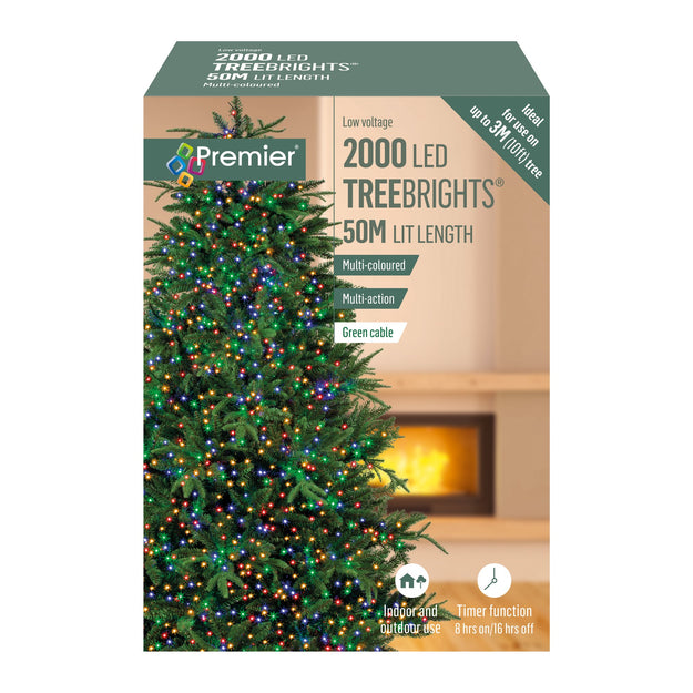 2000 Multi Coloured Treebrights Multi Action LED Lights with Timer