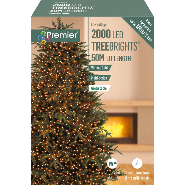 2000 Vintage Gold Treebrights Multi Action LED Lights with Timer