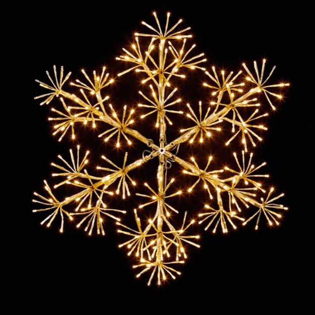 90cm Gold Starburst Snowflake Light with Warm White LEDs