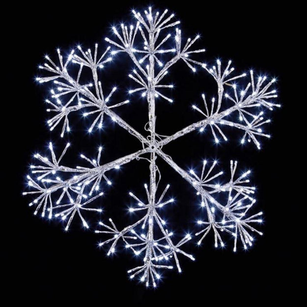 1.5m Giant Silver Starburst Snowflake Silhouette with Twinkling White LEDs
