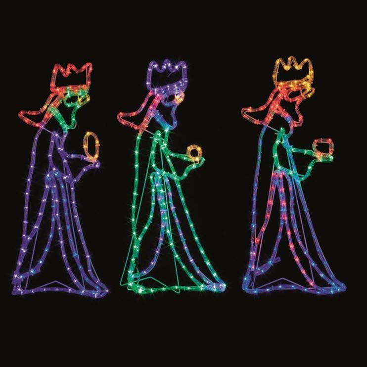 Three Wise Men Christmas Nativity Rope Light Silhouette