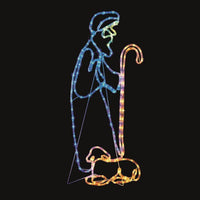 Shepherd and Lamb Christmas Nativity Rope Light Silhouette