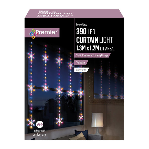 1.2m x 1.3m Curtain Snowflake Window Light with 390 Rainbow LEDs