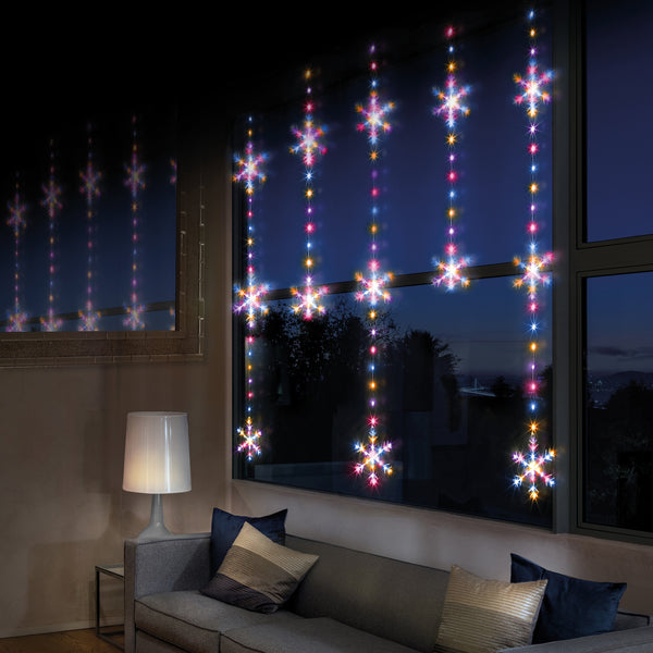 1.2m x 1.3m Curtain Snowflake Window Light with 390 Rainbow LEDs