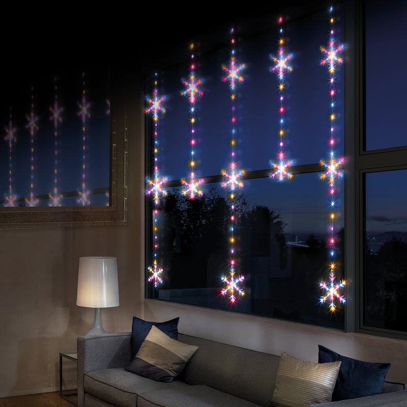 1.2m x 1.3m Curtain Snowflake Window Light with 390 Rainbow LEDs