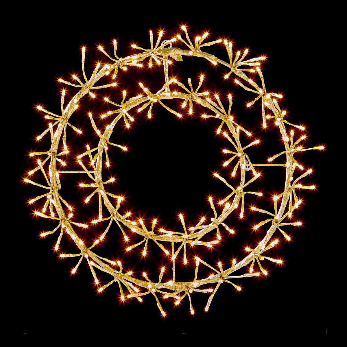 45cm Gold Cluster Wreath with 256 Warm White Twinkle LEDs