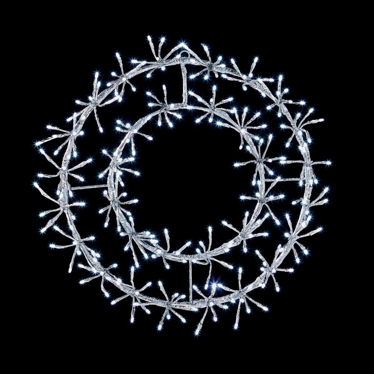 45cm Silver Cluster Wreath with 256 White Twinkle LED's