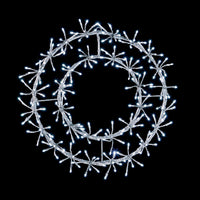 45cm Silver Cluster Wreath with 256 White Twinkle LED's