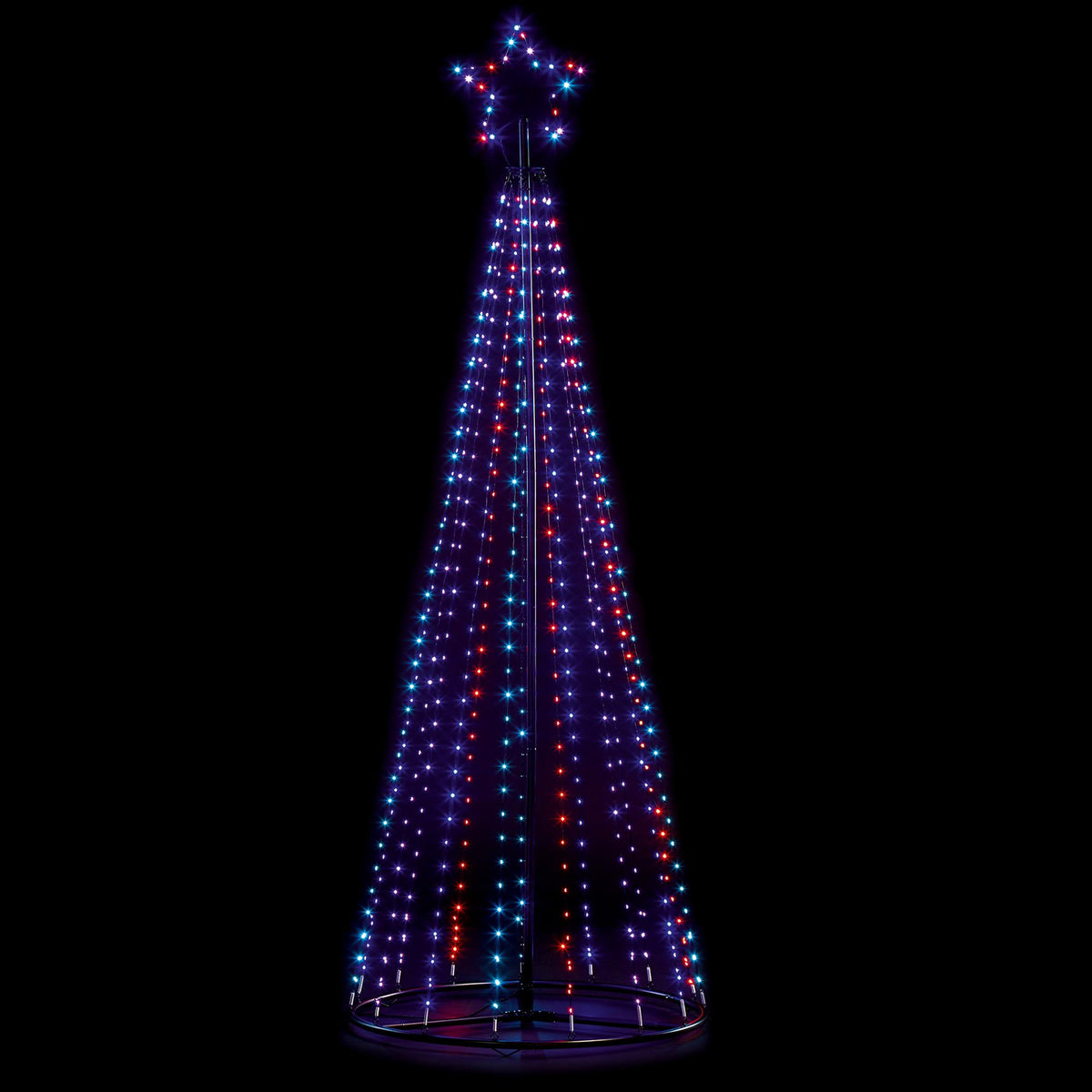 7ft Rainbow Digital Pin Wire Cone Tree with LED Star Topper