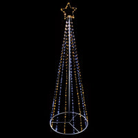 8ft White and Warm White Digital Pin Wire Cone Tree with Star Topper 889 LEDs