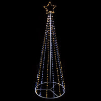 7ft White and Warm White Digital Pin Wire Cone Tree with Star Topper 595 LEDs